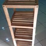 Natural Teak 4-Tier Shelf – Minimalist Wood Storage Rack, Plant Stand