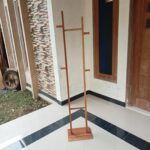 Solid Teak Wood Coat Rack | Scandinavian Entryway Blanket Holder