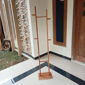 Solid Teak Wood Coat Rack | Scandinavian Entryway Blanket Holder