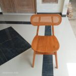 Handmade Teak Wood Rattan Dining Chair | Japandi Scandinavian Cane Furniture
