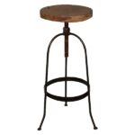 Bar stool ‘wooden round seat swivel’ 30x30x70_80 cm steel frame