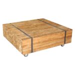 Coffee table ‘Wheels’ 100x100x35 cm coffee table slats